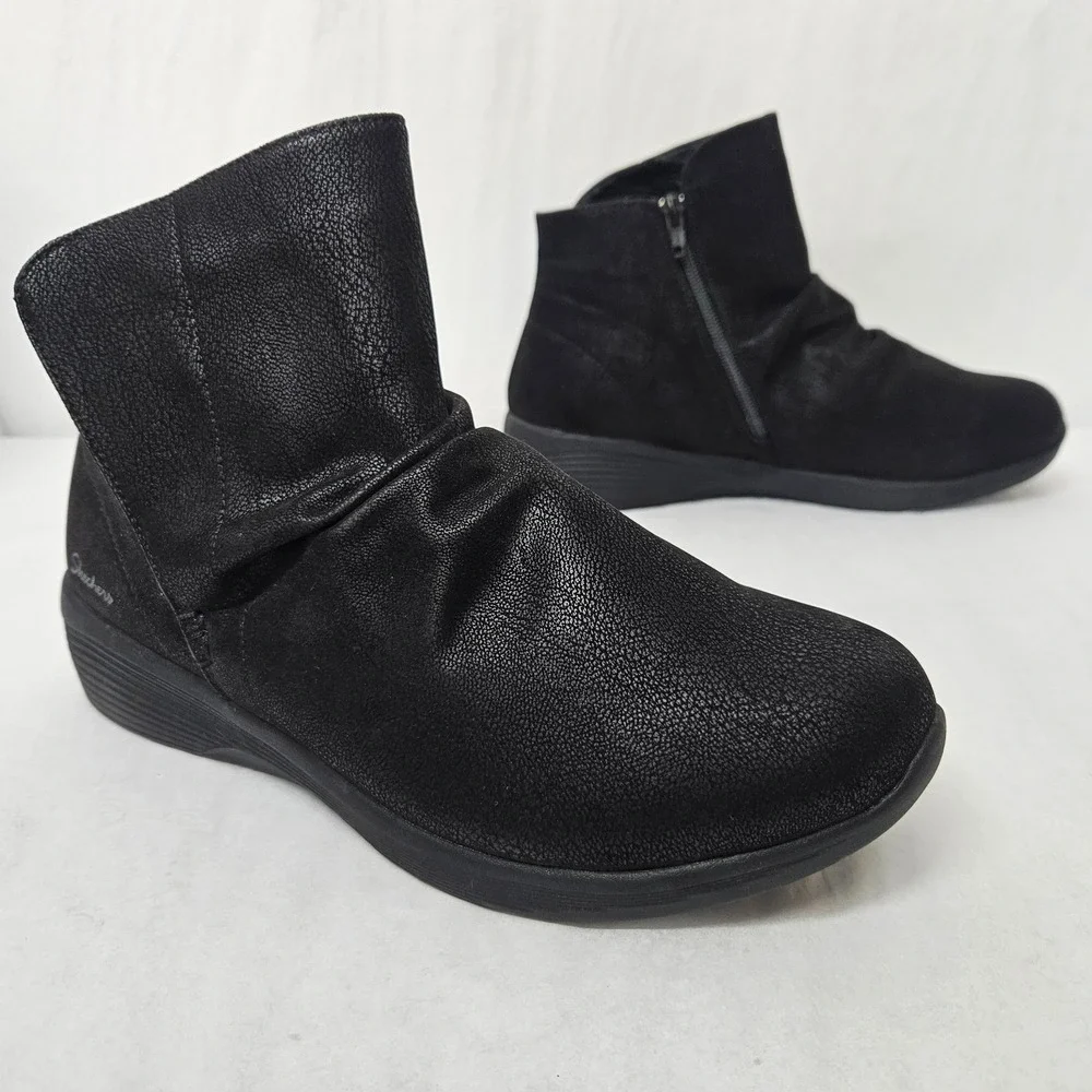 Skechers Arya Fresher Trick Ankle Boots Vegan 167809 Black Womens Size 10